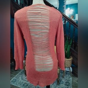 Day trip distressed back sweater. M